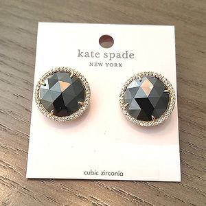 NEW Kate Spade She Has Spark Stud Earrings in Black/Gold